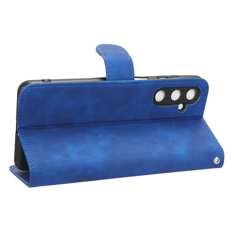 For Samsung Galaxy M54 5G / F54 5G PU Leather Flip Case Skin-touch Wallet Stand Phone Cover - Blue