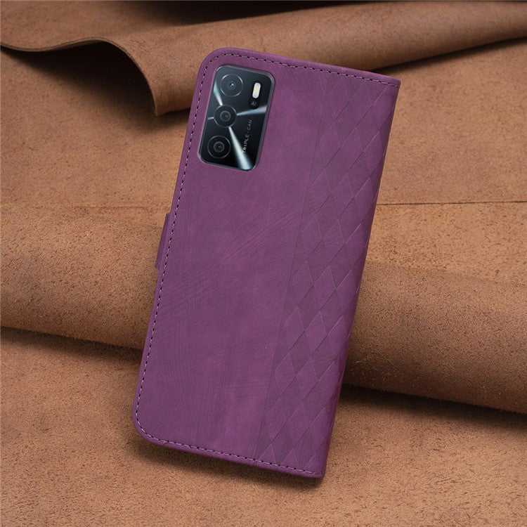 Leather Cover for Oppo A16 / A16s / A54 5G / A54s / A55 5G , Imprinted Pattern Stand Wallet Flip Phone Case - Purple