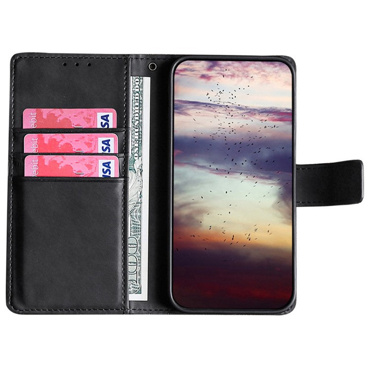 For Samsung Galaxy F14 5G Skin-touch Feeling Phone Case Crocodile Texture Wallet Stand PU Leather Cover - Black