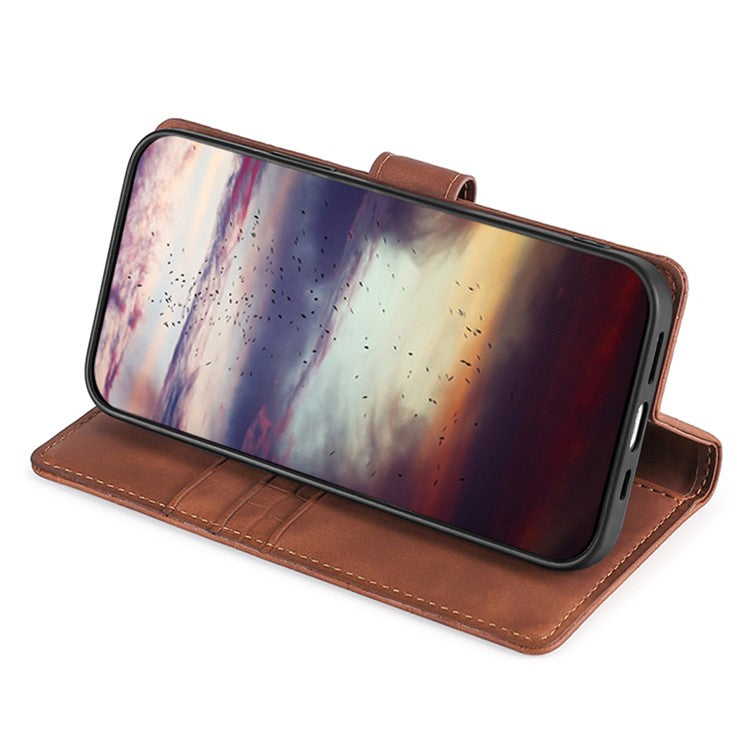 For Samsung Galaxy F14 5G Skin-touch Feeling Phone Case Crocodile Texture Wallet Stand PU Leather Cover - Brown