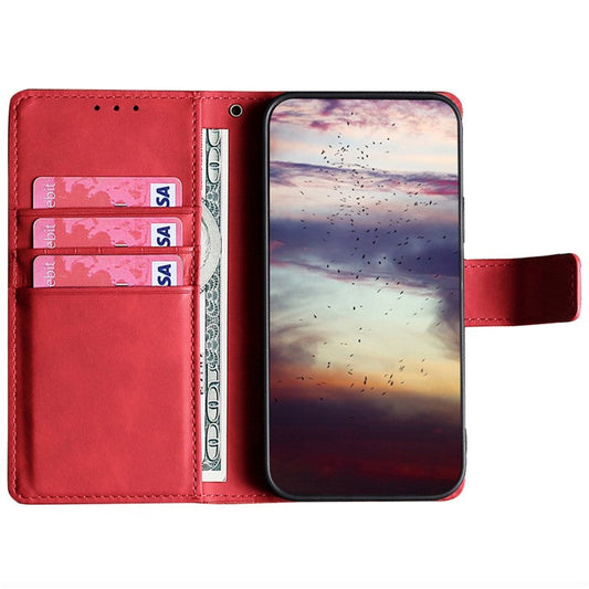 For Samsung Galaxy F14 5G Skin-touch Feeling Phone Case Crocodile Texture Wallet Stand PU Leather Cover - Red