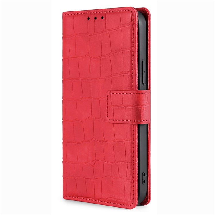For Samsung Galaxy F14 5G Skin-touch Feeling Phone Case Crocodile Texture Wallet Stand PU Leather Cover - Red