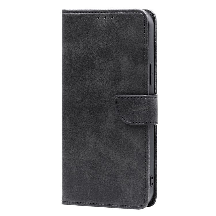For Samsung Galaxy F14 5G Magnetic Protective Cover Calf Texture Stand Wallet PU Leather+TPU Phone Case - Black