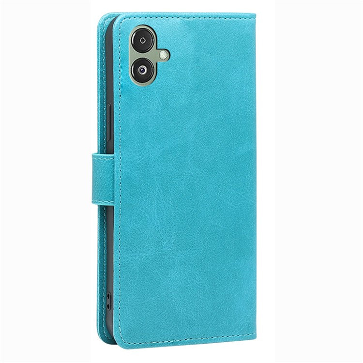 For Samsung Galaxy F14 5G Magnetic Protective Cover Calf Texture Stand Wallet PU Leather+TPU Phone Case - Baby Blue