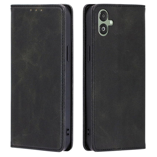 For Samsung Galaxy F14 5G Calf Texture Mobile Phone Protector Case Stand Leather Wallet Cover - Black