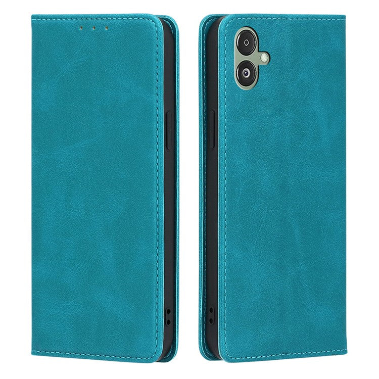 For Samsung Galaxy F14 5G Calf Texture Mobile Phone Protector Case Stand Leather Wallet Cover - Baby Blue