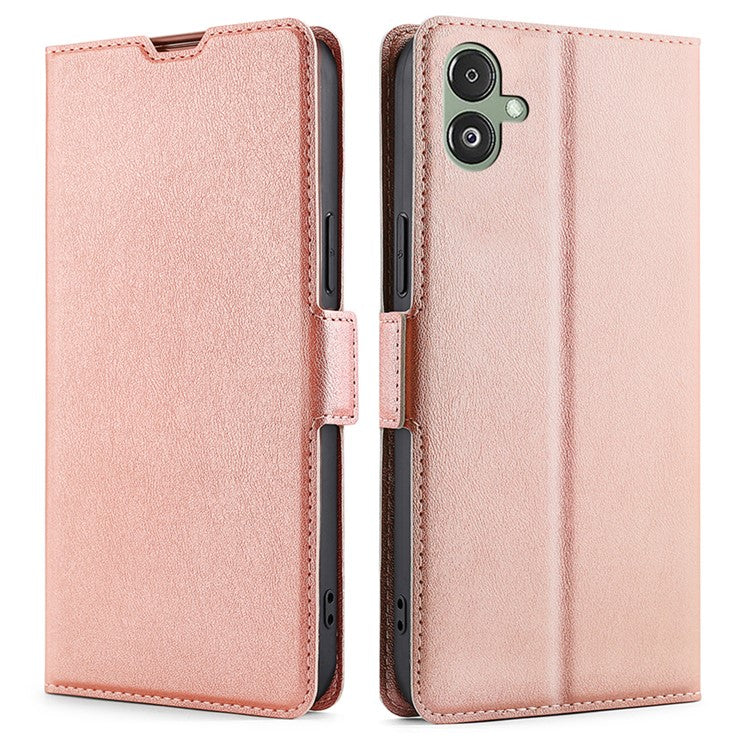 For Samsung Galaxy F14 5G PU Leather Phone Stand Cover Flip Case Card Holder Protection Shell - Rose Gold
