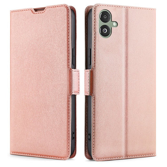 For Samsung Galaxy F14 5G PU Leather Phone Stand Cover Flip Case Card Holder Protection Shell - Rose Gold