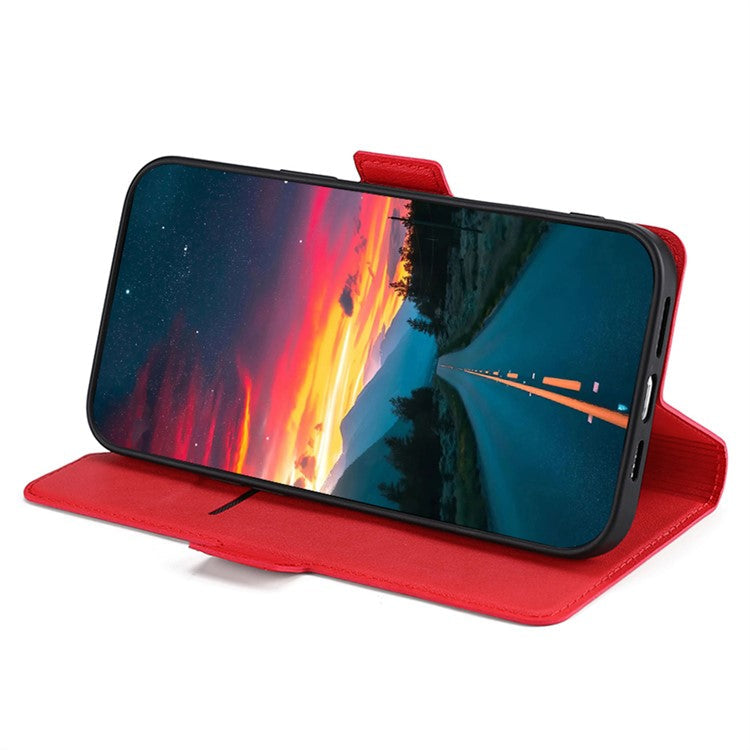 For Samsung Galaxy F14 5G PU Leather Phone Stand Cover Flip Case Card Holder Protection Shell - Red