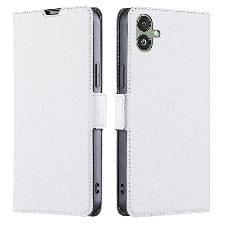 For Samsung Galaxy F14 5G PU Leather Phone Stand Cover Flip Case Card Holder Protection Shell - White