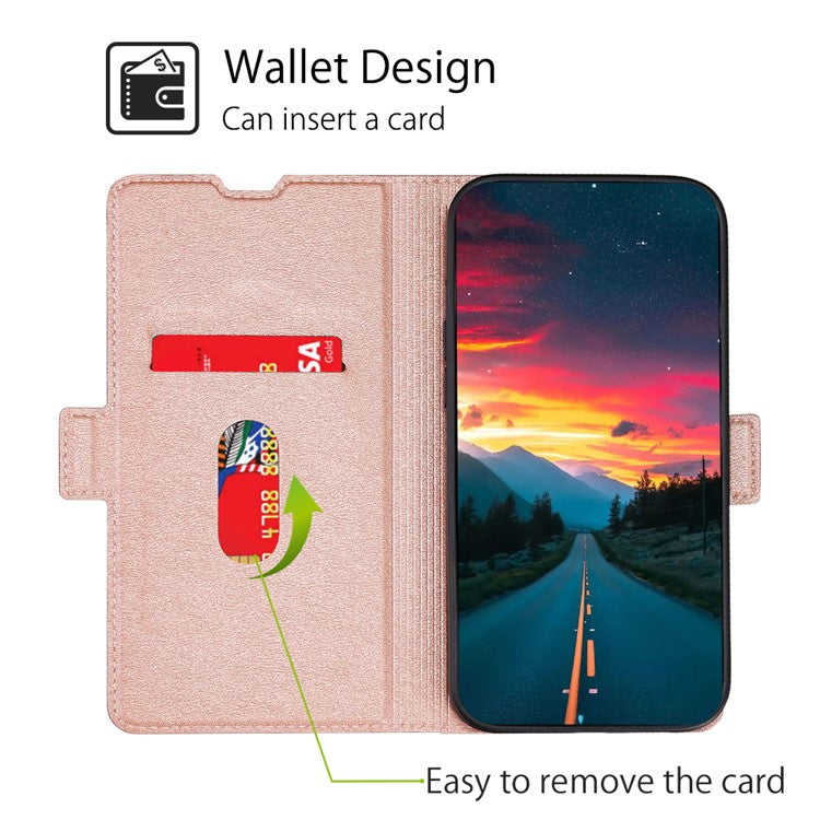 For Samsung Galaxy F14 5G PU Leather Phone Stand Cover Flip Case Card Holder Protection Shell - White