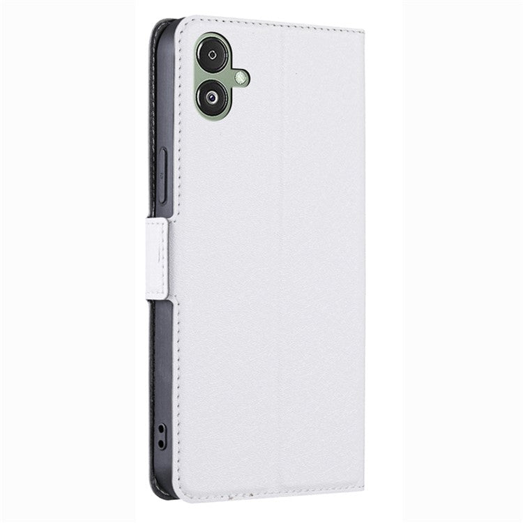 For Samsung Galaxy F14 5G PU Leather Phone Stand Cover Flip Case Card Holder Protection Shell - White