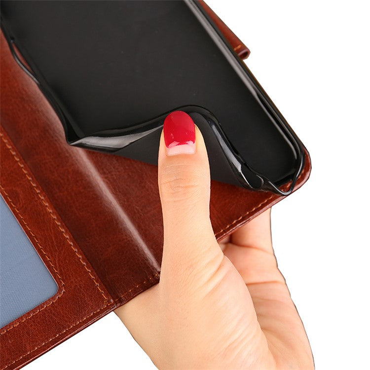 For Samsung Galaxy F14 5G Textured PU Leather Phone Case Wallet Stand Flip Cover - Brown