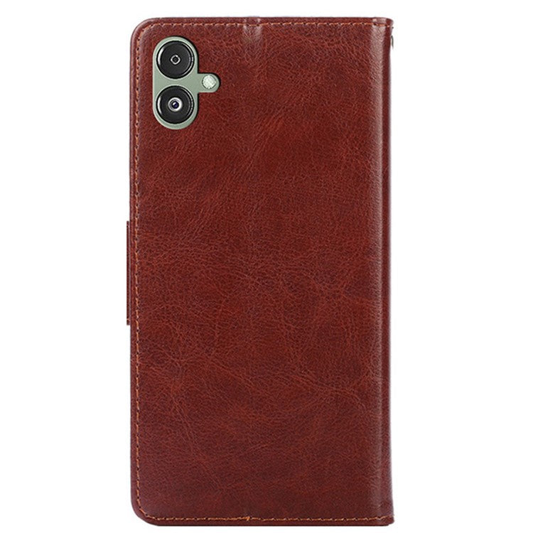 For Samsung Galaxy F14 5G Textured PU Leather Phone Case Wallet Stand Flip Cover - Brown