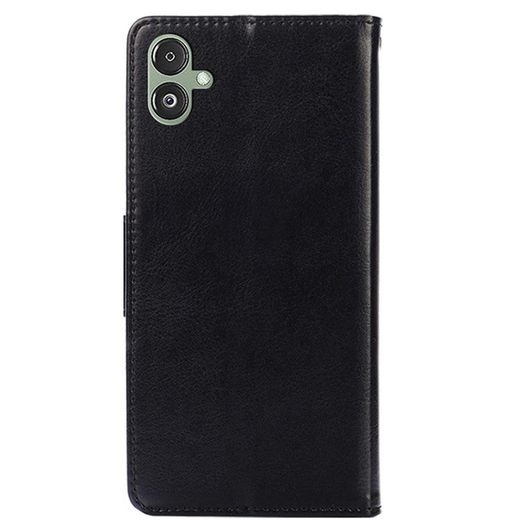 For Samsung Galaxy F14 5G Textured PU Leather Phone Case Wallet Stand Flip Cover - Black