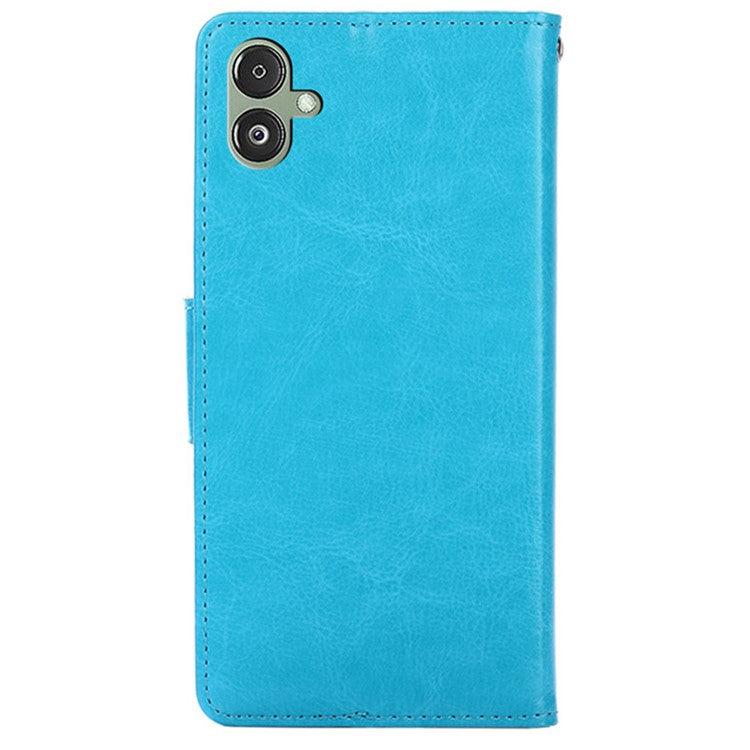For Samsung Galaxy F14 5G Textured PU Leather Phone Case Wallet Stand Flip Cover - Baby Blue