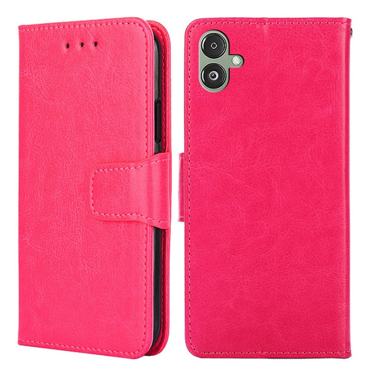 For Samsung Galaxy F14 5G Textured PU Leather Phone Case Wallet Stand Flip Cover - Rose
