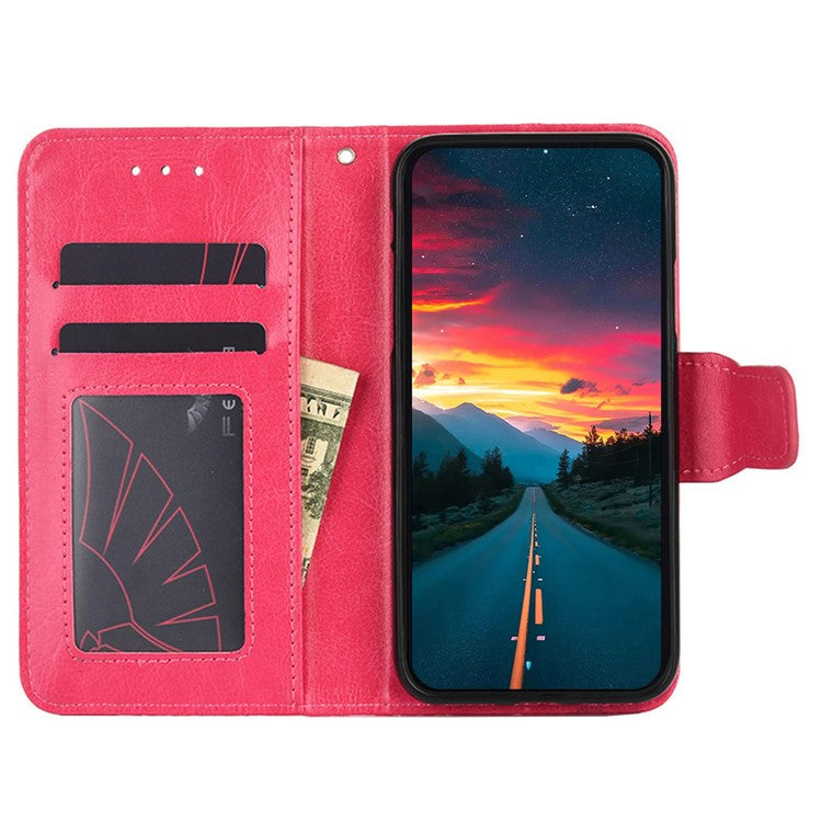 For Samsung Galaxy F14 5G Textured PU Leather Phone Case Wallet Stand Flip Cover - Rose