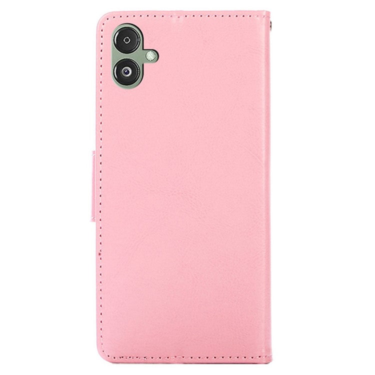 For Samsung Galaxy F14 5G Textured PU Leather Phone Case Wallet Stand Flip Cover - Pink