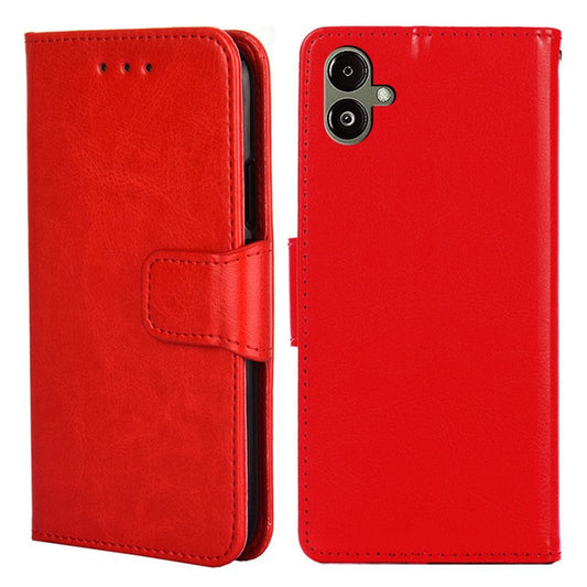 For Samsung Galaxy F14 5G Textured PU Leather Phone Case Wallet Stand Flip Cover - Red