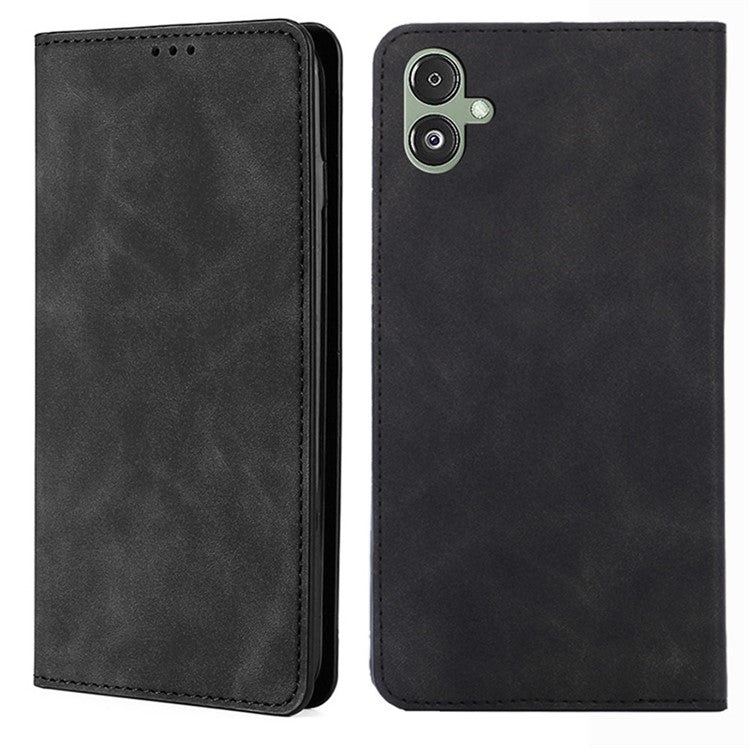 For Samsung Galaxy F14 5G Card Slots Stand Cover PU Leather Skin-touch Phone Case - Black
