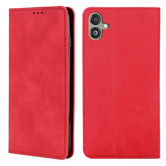 For Samsung Galaxy F14 5G Card Slots Stand Cover PU Leather Skin-touch Phone Case - Red