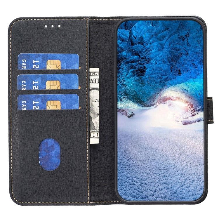 BINFEN COLOR BF17 For vivo Y35 4G (2022) / Y22s 4G PU Leather Wallet Case Stand Phone Cover - Black