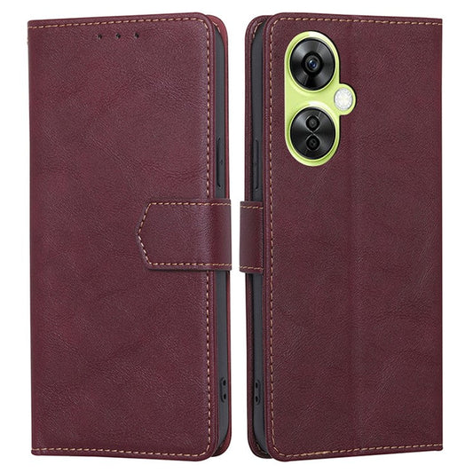 For OnePlus Nord CE 3 Lite 5G / Nord N30 5G PU Leather Wallet Case Magnetic RFID Blocking Stand Phone Cover - Wine Red