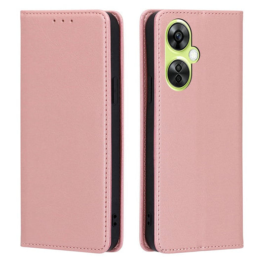 For OnePlus Nord CE 3 Lite 5G / Nord N30 5G PU Leather Stand Phone Cover Calf Texture Wallet Case - Rose Gold