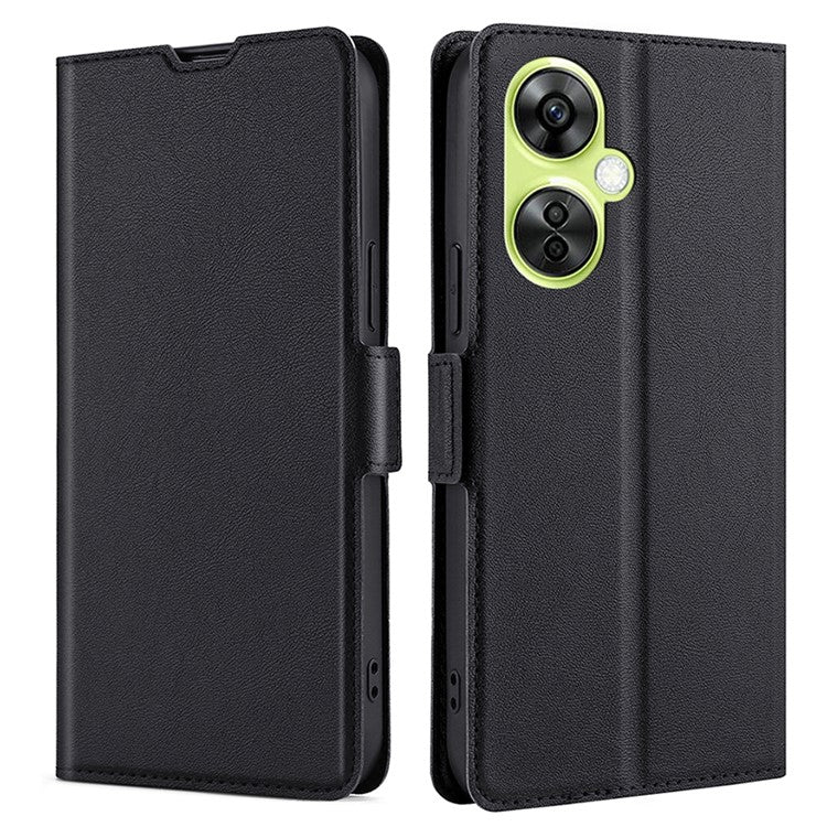 For OnePlus Nord CE 3 Lite 5G / Nord N30 5G PU Leather Flip Card Slots Case Stand Shockproof Phone Cover - Black