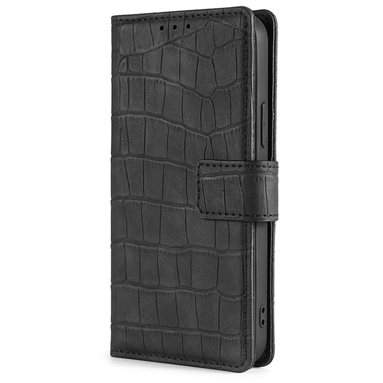For OnePlus Nord CE 3 Lite 5G / Nord N30 5G PU Leather Crocodile Texture Phone Cover Skin-touch Feeling Stand Wallet Case - Black