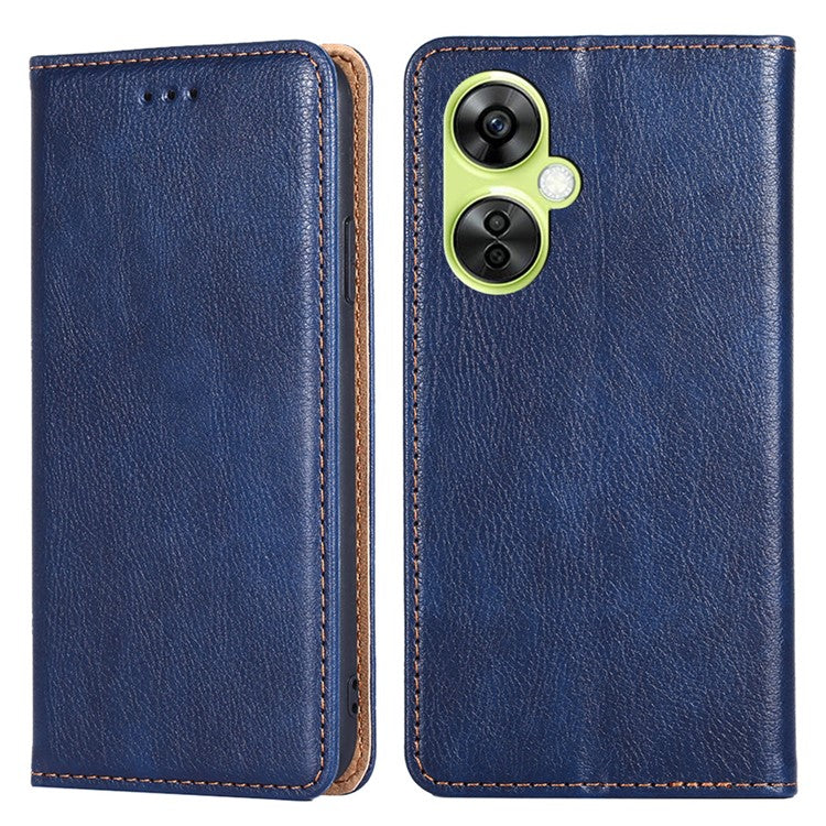 For OnePlus Nord CE 3 Lite 5G / Nord N30 5G Magnetic Closure Cover PU Leather Solid Color Wallet Smartphone Case with Stand - Blue