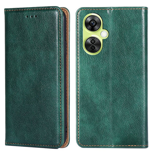 For OnePlus Nord CE 3 Lite 5G / Nord N30 5G Magnetic Closure Cover PU Leather Solid Color Wallet Smartphone Case with Stand - Green