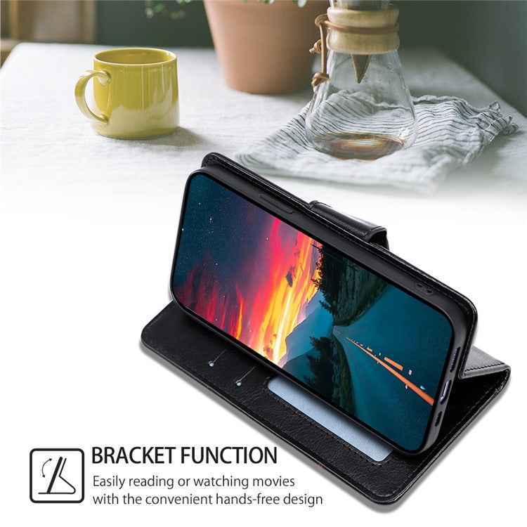 For OnePlus Nord CE 3 Lite 5G / Nord N30 5G Textured Leather Wallet Cover Drop-proof Flip Stand Phone Case - Black