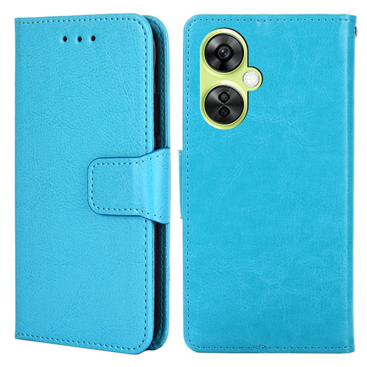 For OnePlus Nord CE 3 Lite 5G / Nord N30 5G Textured Leather Wallet Cover Drop-proof Flip Stand Phone Case - Baby Blue