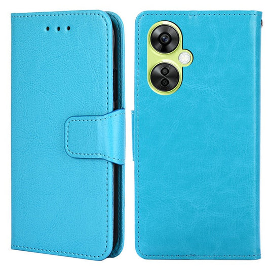 For OnePlus Nord CE 3 Lite 5G / Nord N30 5G Textured Leather Wallet Cover Drop-proof Flip Stand Phone Case - Baby Blue