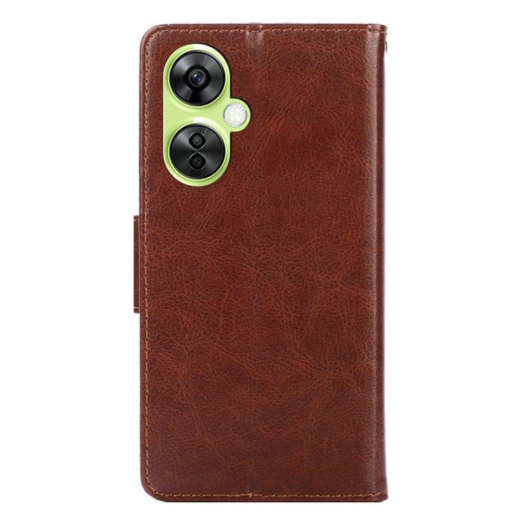For OnePlus Nord CE 3 Lite 5G / Nord N30 5G Textured Leather Wallet Cover Drop-proof Flip Stand Phone Case - Brown