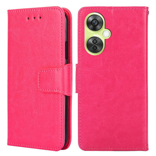 For OnePlus Nord CE 3 Lite 5G / Nord N30 5G Textured Leather Wallet Cover Drop-proof Flip Stand Phone Case - Rose