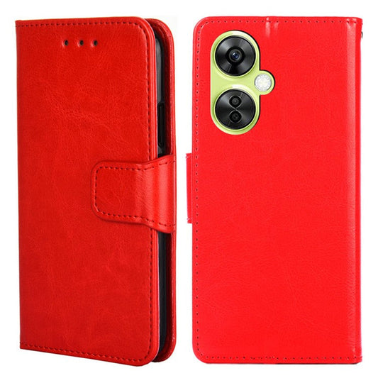 For OnePlus Nord CE 3 Lite 5G / Nord N30 5G Textured Leather Wallet Cover Drop-proof Flip Stand Phone Case - Red