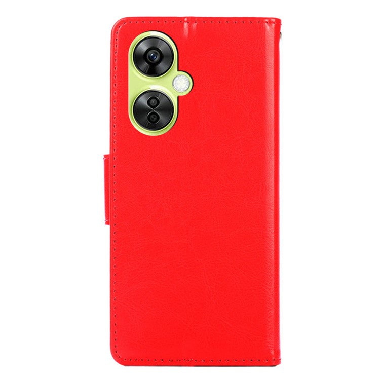 For OnePlus Nord CE 3 Lite 5G / Nord N30 5G Textured Leather Wallet Cover Drop-proof Flip Stand Phone Case - Red