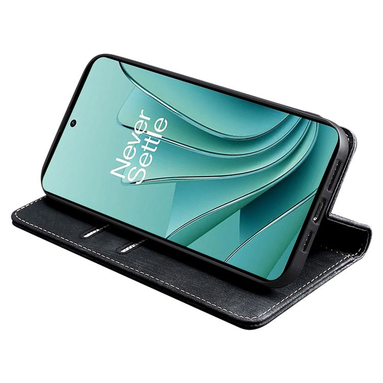 For OnePlus Nord CE 3 Lite 5G / Nord N30 5G RFID Blocking Wallet Case TPU+PU Leather Stand Magnetic Phone Cover - Black