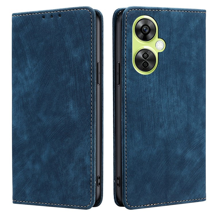 For OnePlus Nord CE 3 Lite 5G / Nord N30 5G RFID Blocking Wallet Case TPU+PU Leather Stand Magnetic Phone Cover - Blue