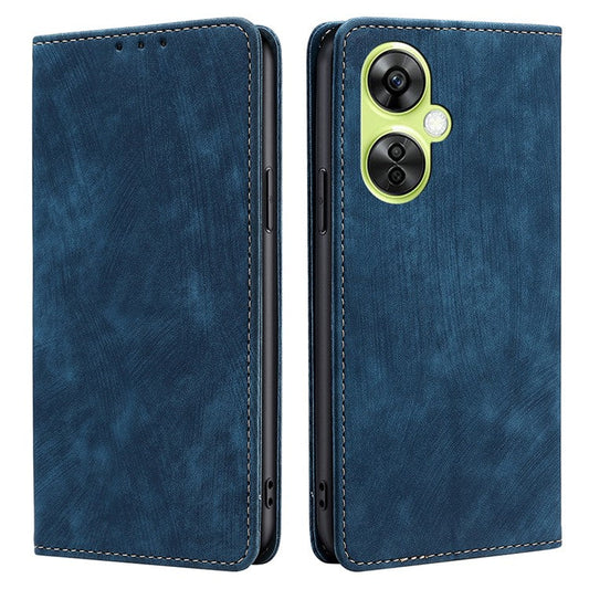 For OnePlus Nord CE 3 Lite 5G / Nord N30 5G RFID Blocking Wallet Case TPU+PU Leather Stand Magnetic Phone Cover - Blue