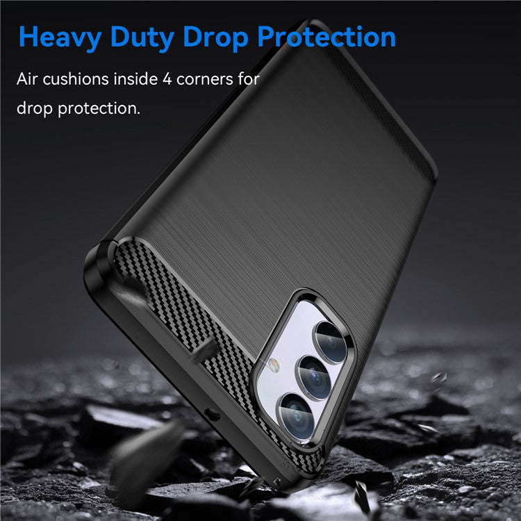 Brushed Shell for Samsung Galaxy M54 5G / F54 5G Carbon Fiber Texture Phone Case Phone TPU Cover - Black