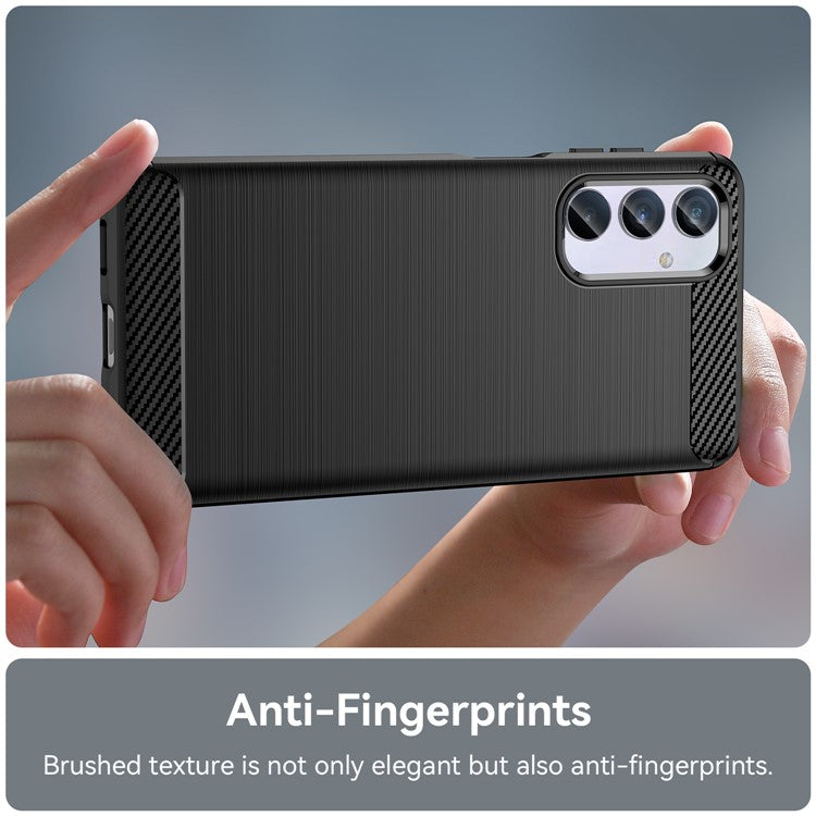 Brushed Shell for Samsung Galaxy M54 5G / F54 5G Carbon Fiber Texture Phone Case Phone TPU Cover - Black