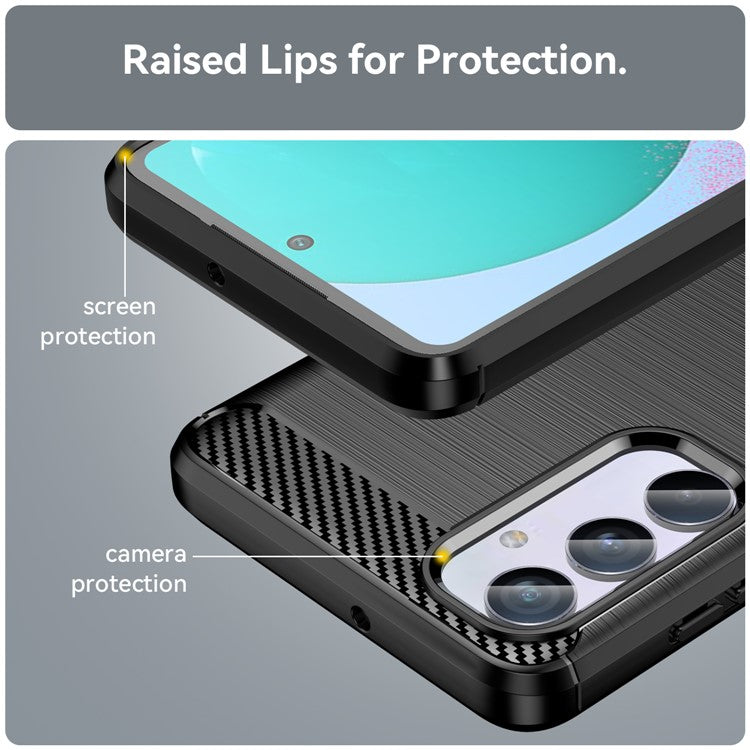 Brushed Shell for Samsung Galaxy M54 5G / F54 5G Carbon Fiber Texture Phone Case Phone TPU Cover - Black