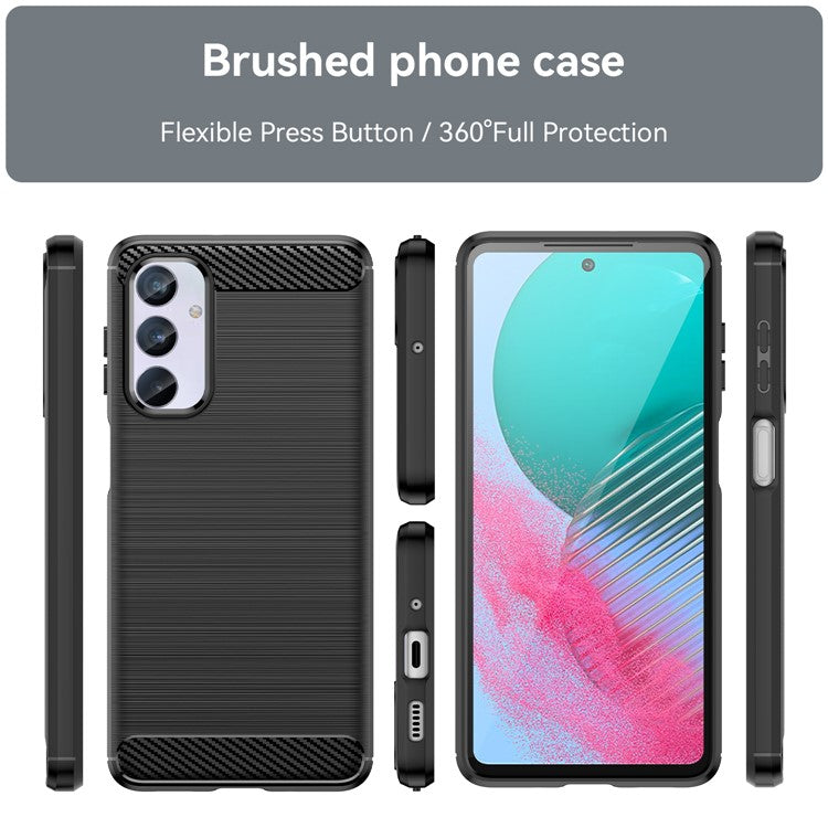 Brushed Shell for Samsung Galaxy M54 5G / F54 5G Carbon Fiber Texture Phone Case Phone TPU Cover - Black