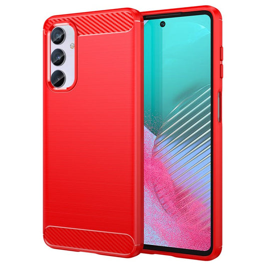 Brushed Shell for Samsung Galaxy M54 5G / F54 5G Carbon Fiber Texture Phone Case Phone TPU Cover - Red