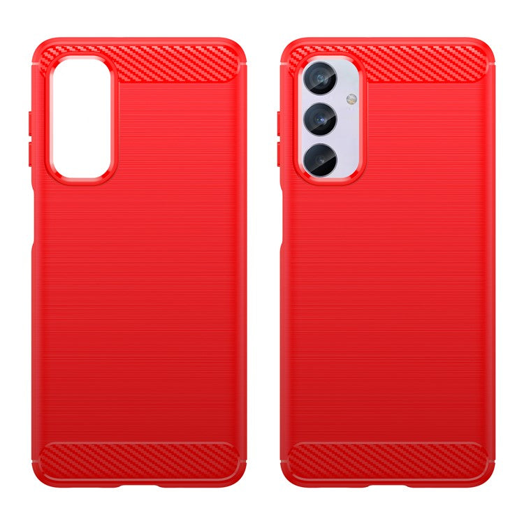 Brushed Shell for Samsung Galaxy M54 5G / F54 5G Carbon Fiber Texture Phone Case Phone TPU Cover - Red