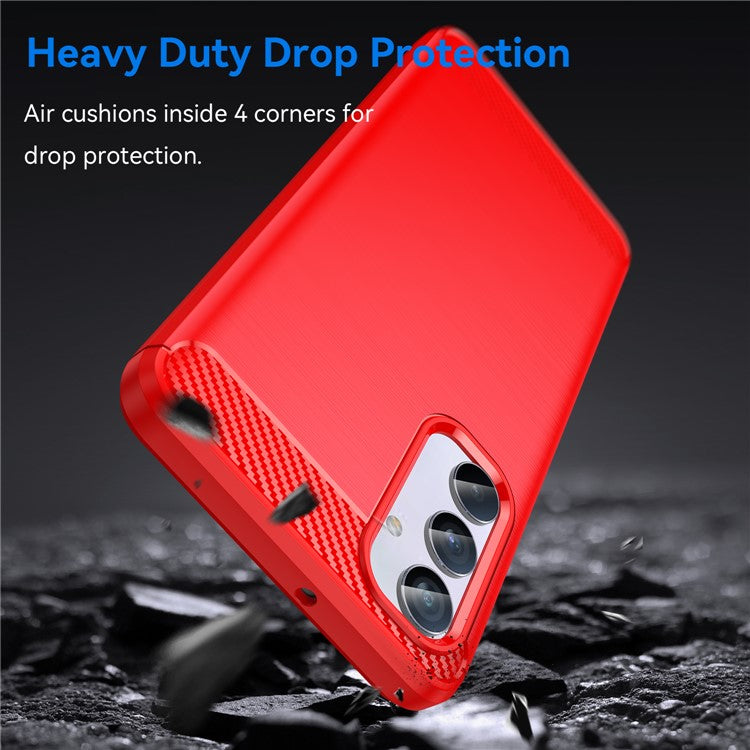 Brushed Shell for Samsung Galaxy M54 5G / F54 5G Carbon Fiber Texture Phone Case Phone TPU Cover - Red